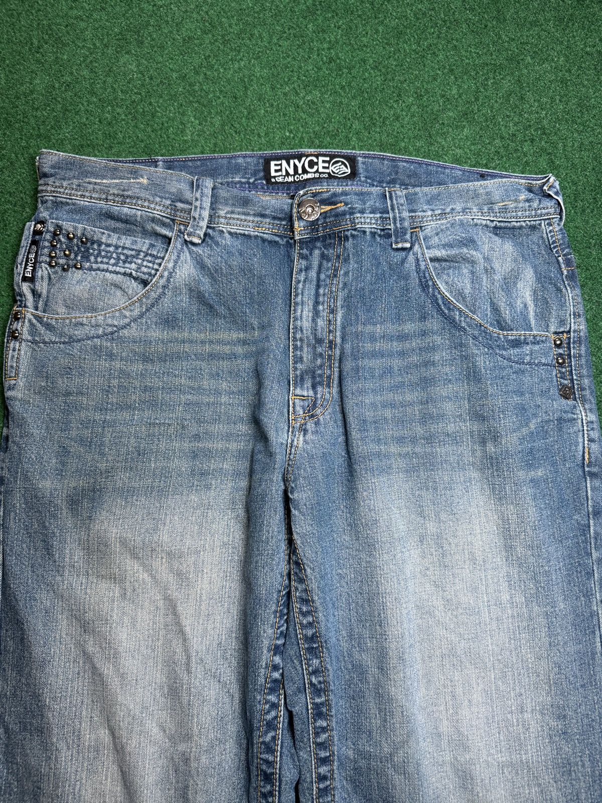 Enyce × Vintage Y2K Eynce Studded Emo Grunge Baggy Wide Leg 36x34 Jeans Size US 36 / EU 52 - 2 Thumbnail