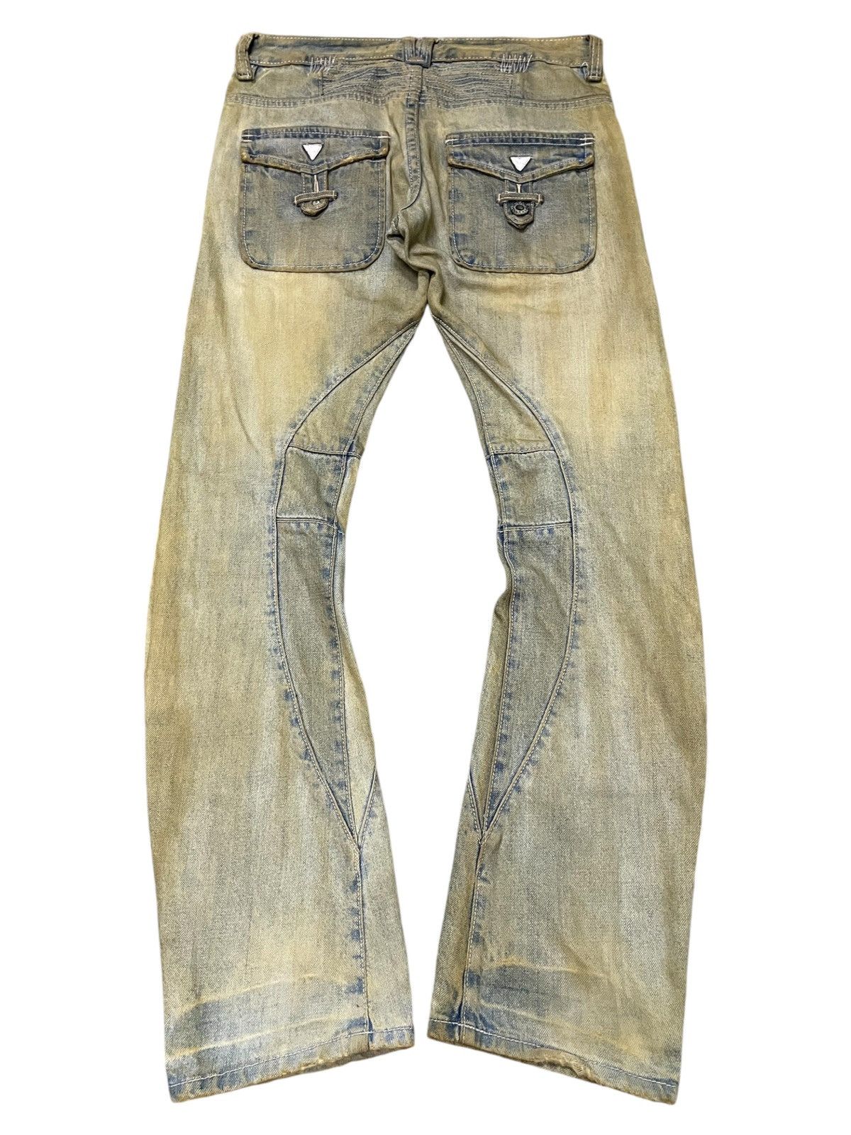 45rpm × Kapital R By 45rpm Asymmetry Muddy Curved Leg Stacked Jeans Size US 30 / EU 46 - 2 Thumbnail