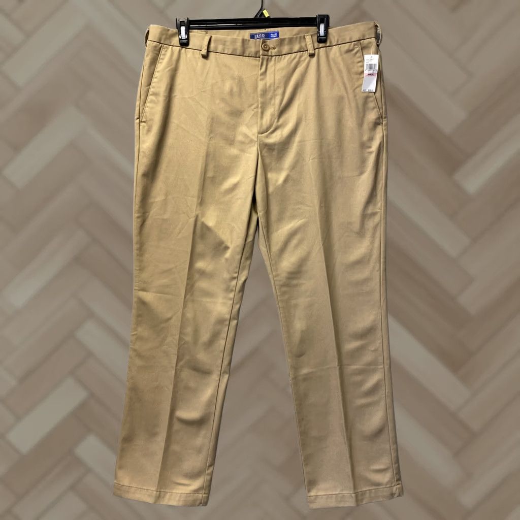 Izod Izod American Chino Pants Mens 40x30 Light Brown Regular Fit Flat Front Cotton Stretch /0829 Size US 40 / EU 56 - 1 Thumbnail