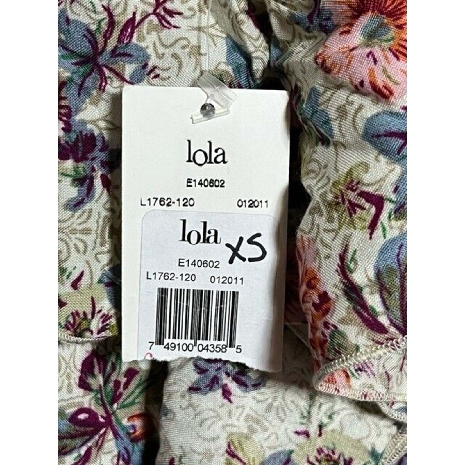 Other Lola Shift Dress Womens XS Floral Ruffle Rayon V Neck Ivory Size XS / US 0-2 / IT 36-38 - 9 Thumbnail