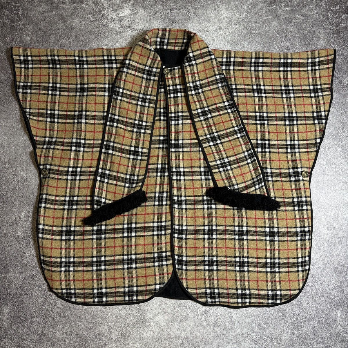Burberry Burberry’s Reversible Wool Poncho Nova Check Black Size ONE SIZE - 10 Thumbnail