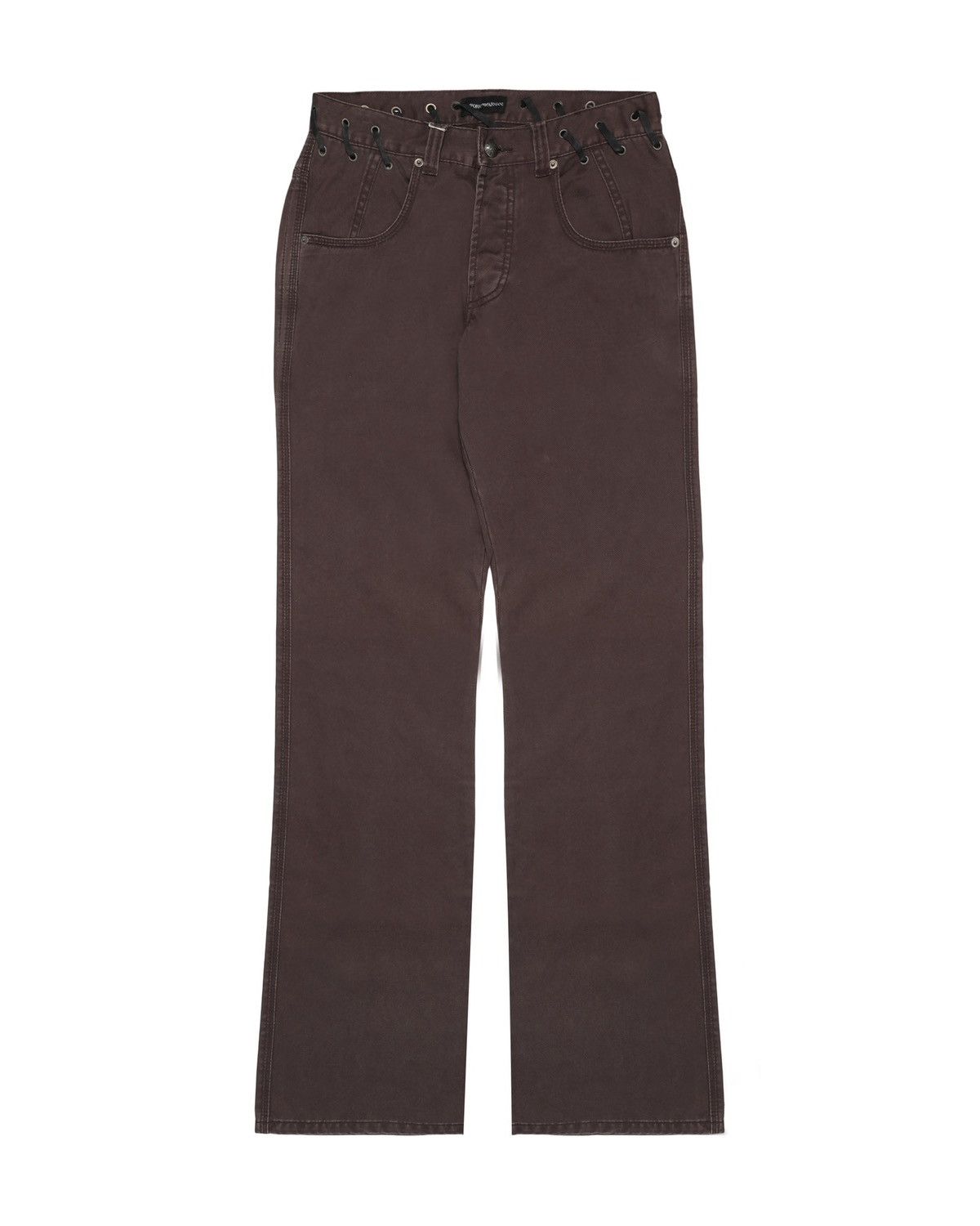 Emporio Armani Emporio Armani Lace-Up Waist Leather Trim Flare Pants Size US 28 / EU 44 - 2 Thumbnail