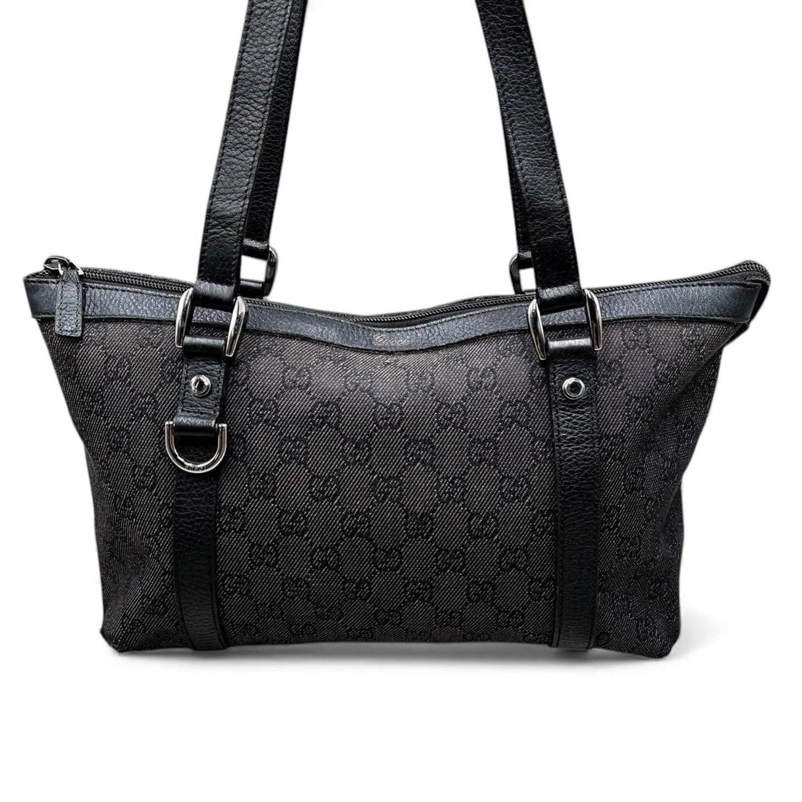 Gucci Gucci - Black Monogram Canvas Leather Trim Shoulder Bag Size ONE SIZE - 3 Thumbnail