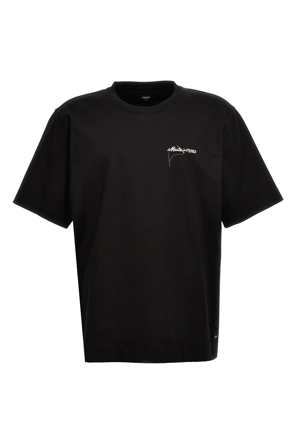image of Fendi Logo Embroidery T-Shirt in Black, Men's (Size Medium)