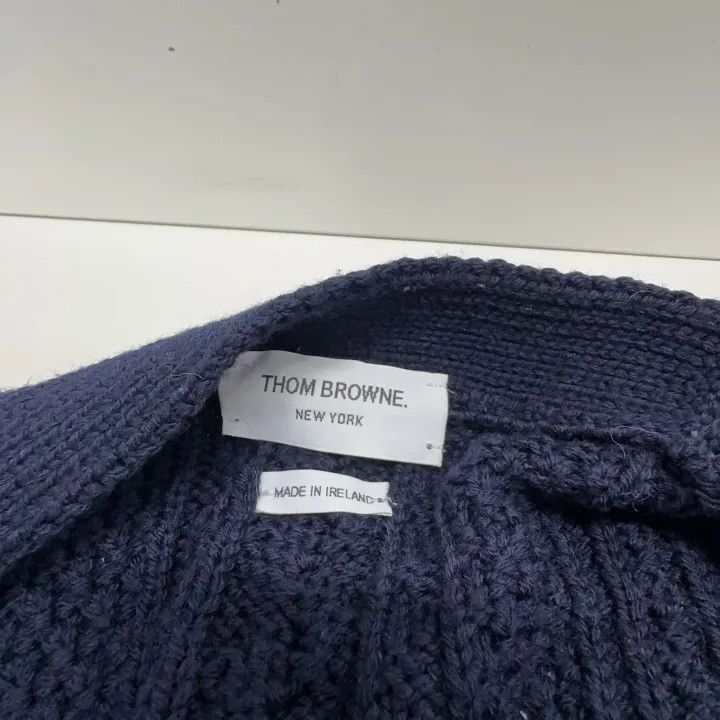 Thom Browne Thom Browne Navy Wool V-Neck Cardigan -2507 Size US M / EU 48-50 / 2 - 1 Thumbnail