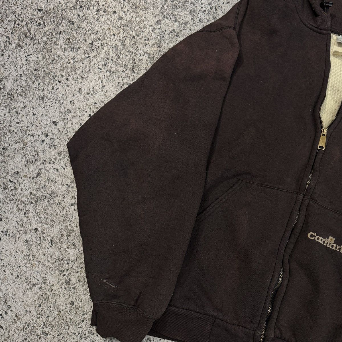 Vintage Carhartt Thrashed Faded Thermal Lined Zip Hoodie ERD GRUNGE Size US XXL / EU 58 / 5 - 9 Thumbnail