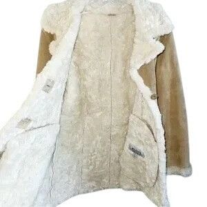 Wilsons Leather Wilsons Womens Vintage Beige Leather Suede Faux Fur Maxima B Size 3XL / US 20-22 - 3 Thumbnail