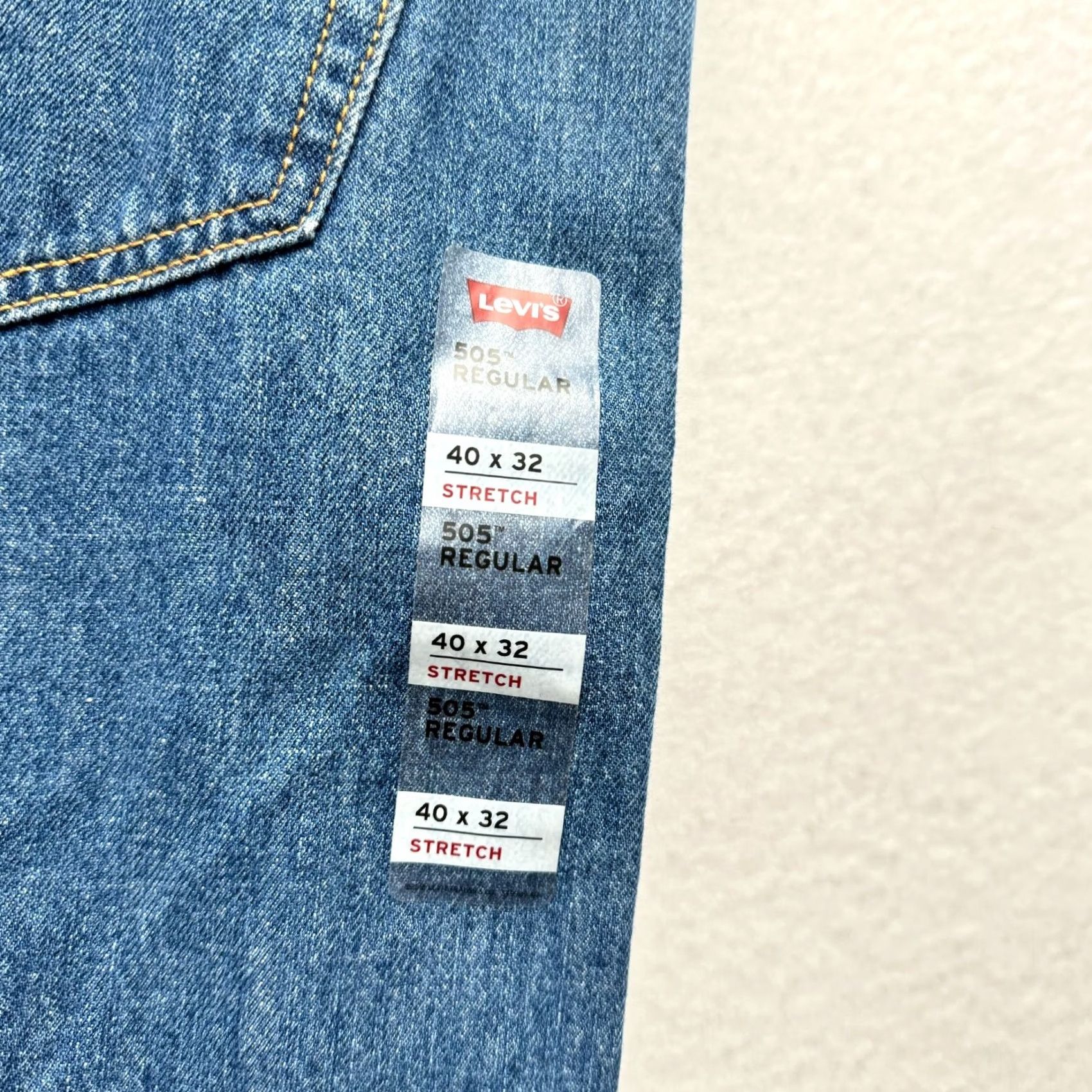 Levi's Levi's 505 Jeans Regular Straight 40x32 Stretch Medium Blue Denim Men Big & Tall Inseam 32 NWT Size US 40 / EU 56 - 3 Thumbnail