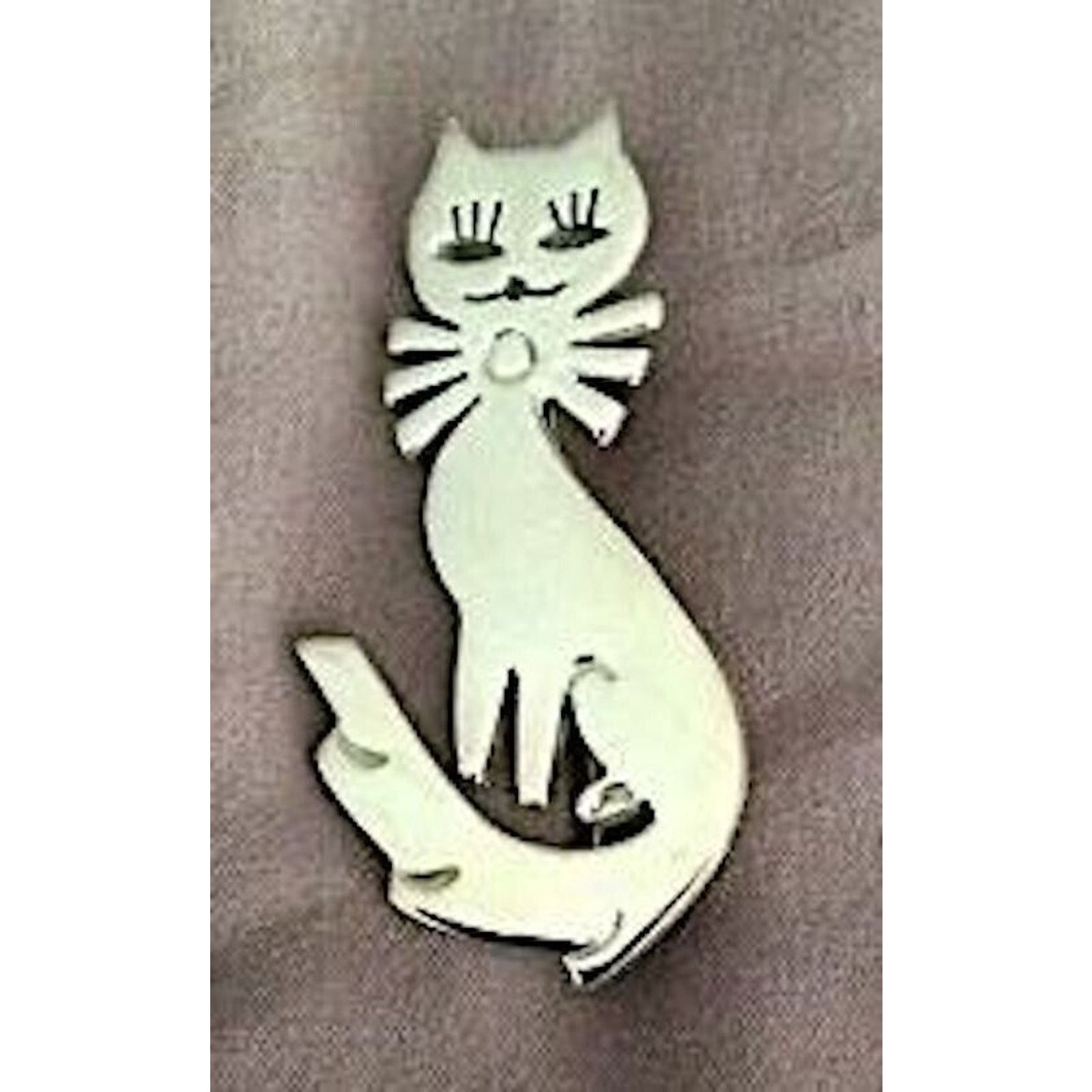Other Cat Pin Sterling Silver .approx 2" length Size ONE SIZE - 3 Thumbnail
