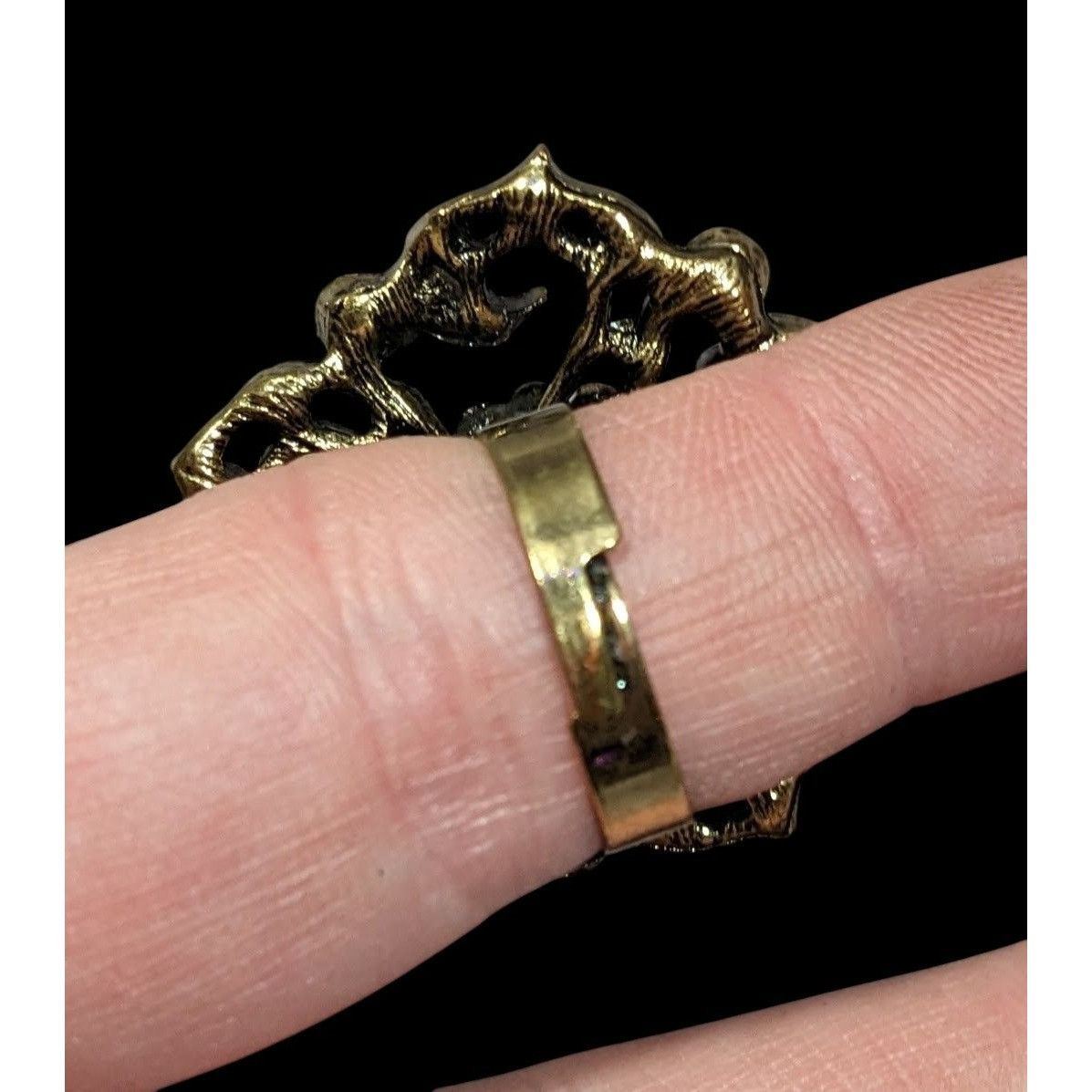 Other Floral Glam Stylized Rainbow Gem Gold Tone Ring Size ONE SIZE - 4 Thumbnail