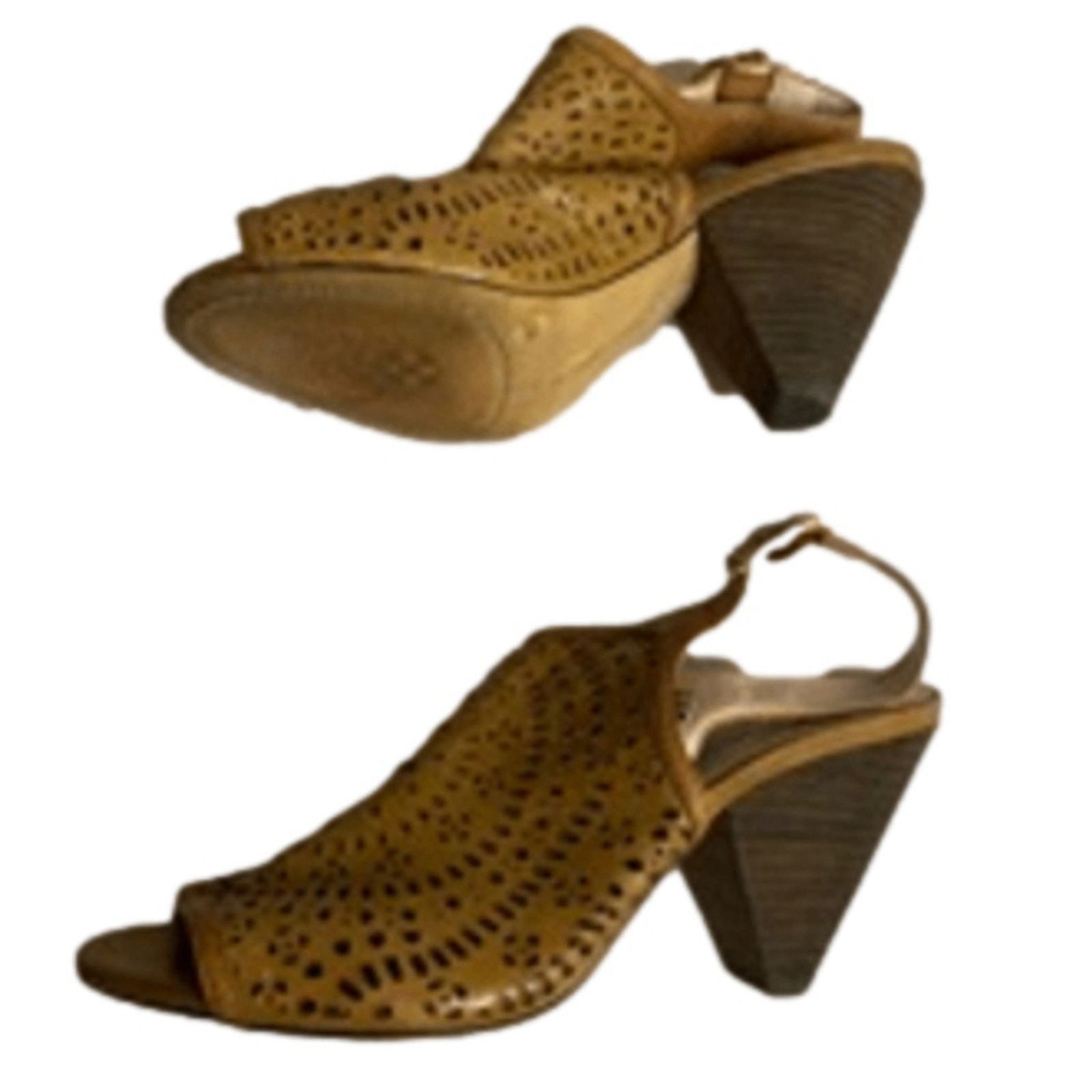 Vince Camuto Vince Camuto Brown Leather Cutout Block Heel Sandals 7M Size US 7 / IT 37 - 5 Thumbnail