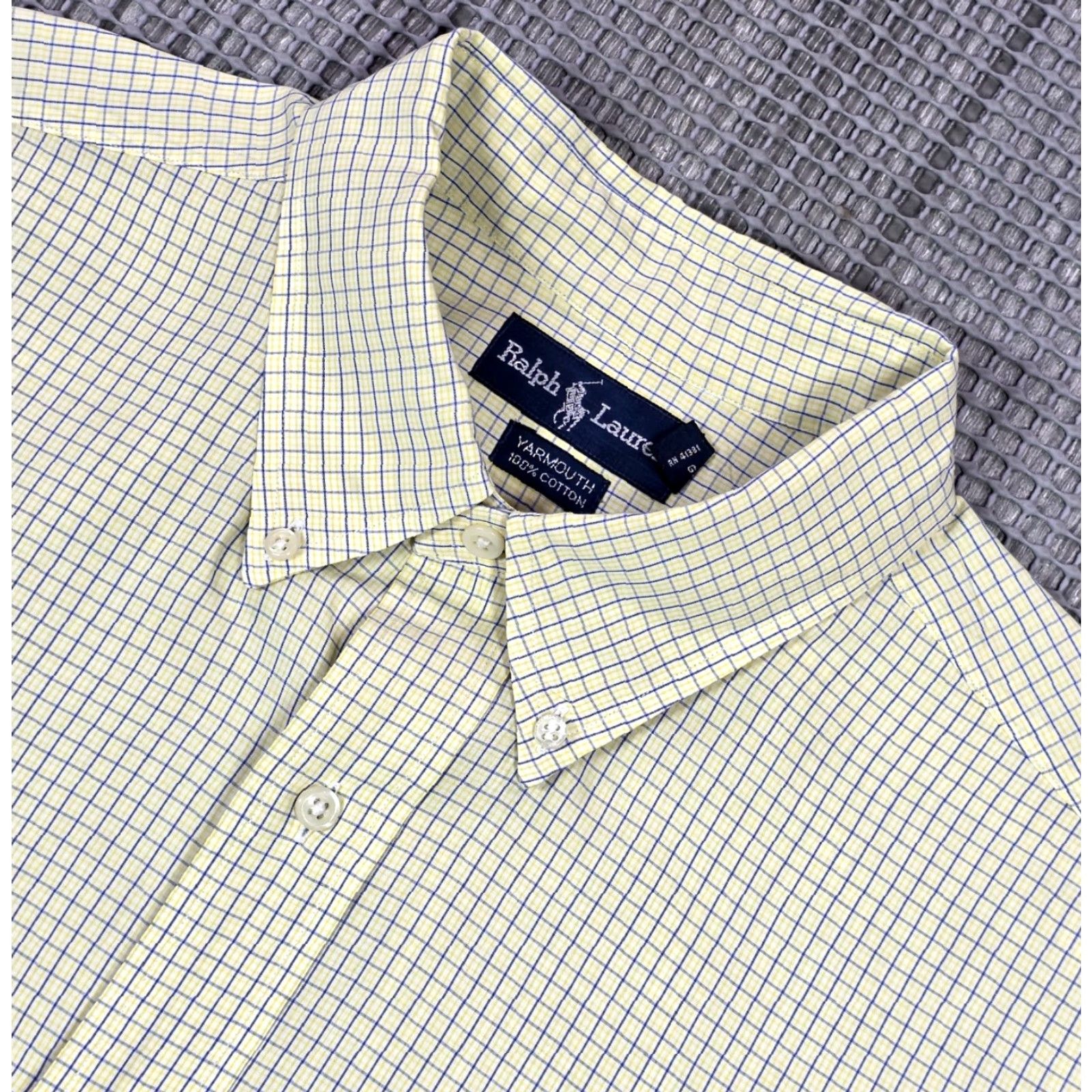 Polo Ralph Lauren VINTAGE Polo Ralph Lauren Mens Shirt Button-Up 17.5-32/33 Tattersall Long Sleeve Blue Yellow OCBD 90s Classic Designer Mens Size US XXL / EU 58 / 5 - 6 Thumbnail