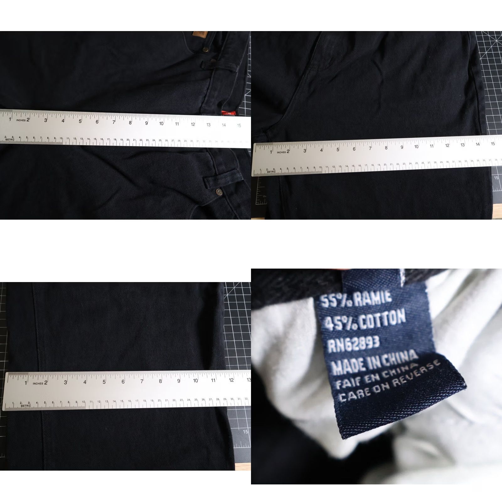 Vintage VTG Tuff Jeans Baggy Fit 34 28 Black Denim 90s Grunge Men’s 34 x 28 Relaxed High Rise 5-Pocket Zip Fly Cotton Ramie Blend Inseam 28 Size US 35 - 8 Thumbnail
