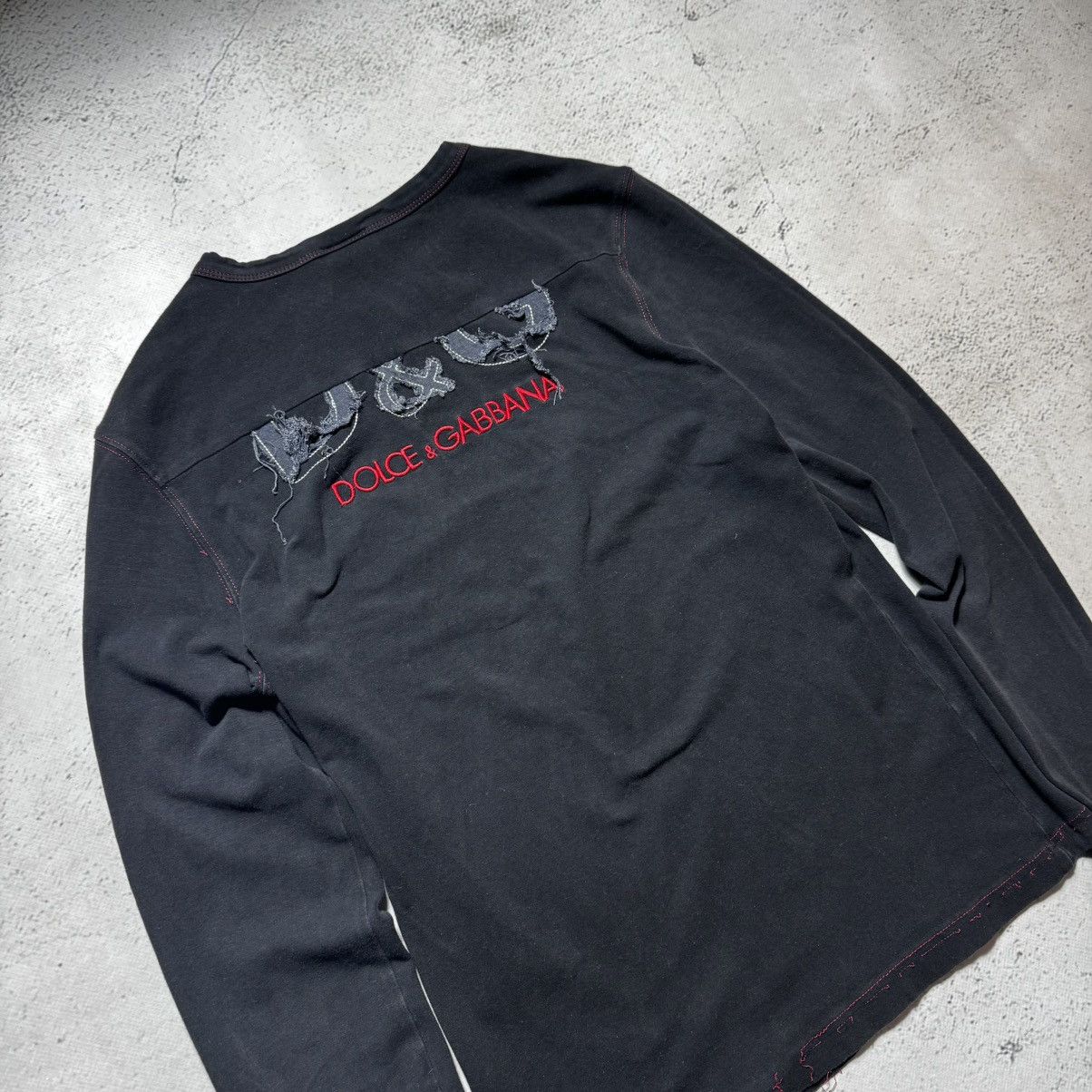 Dolce & Gabbana archive dolce gabbana distressed long sleeve with big logo Size M / US 6-8 / IT 42-44 - 2 Thumbnail
