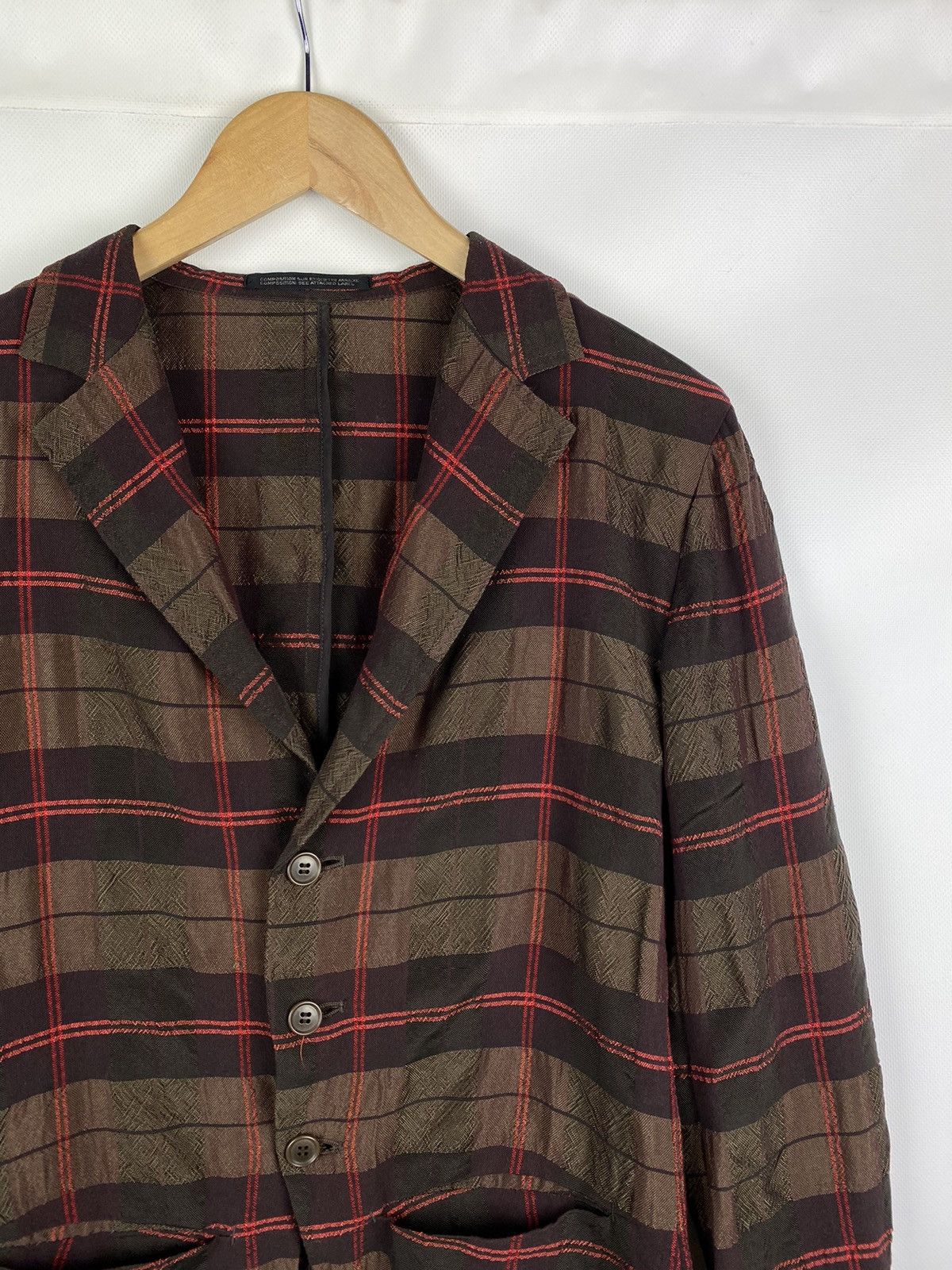 Yohji Yamamoto Rare Y’s Yohji Yamamoto checked Japanese blazer jacket Size L / US 10 / IT 46 - 5 Thumbnail