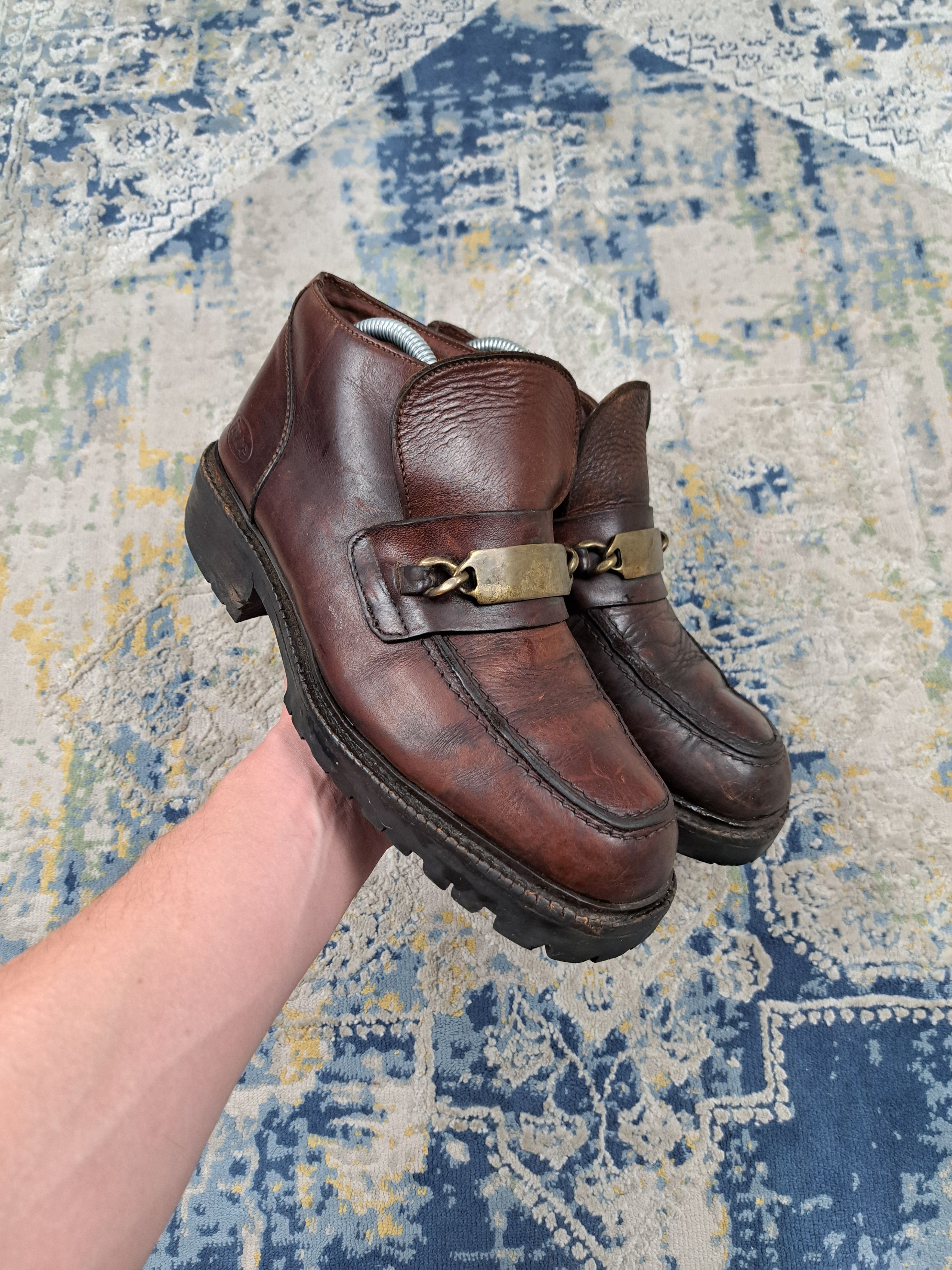 Vintage 80s Base London Chunky Leather Boots Rave Like Seditionaries Size US 7 / EU 40 - 1 Thumbnail
