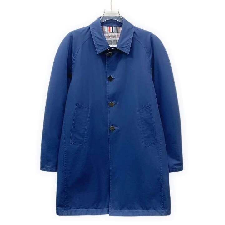 Thom Browne Thom Browne Blue Check Cotton Trench Coat Size US S / EU 44-46 / 1 - 1 Thumbnail