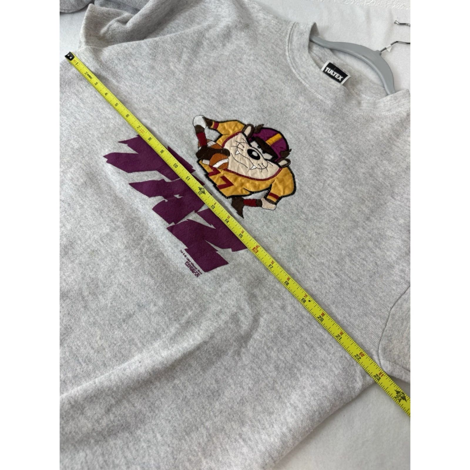 Tultex VINTAGE 90s Taz Football Looney Tunes Sweatshirt Tultex XL Gray Mens Size XL / US 12-14 / IT 48-50 - 5 Thumbnail