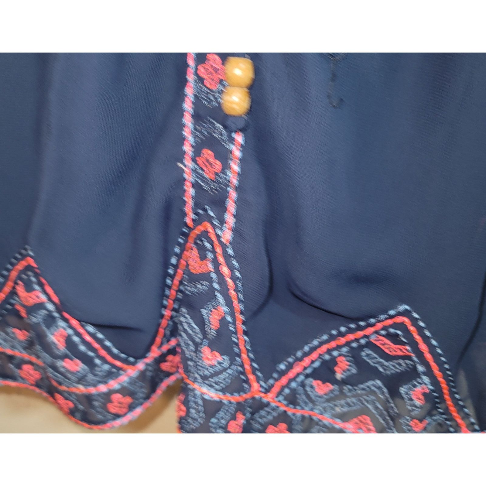 Other Maurices Dark Blue Pink Embroidered Detail Midi Dress Large Size L / US 10 / IT 46 - 7 Thumbnail