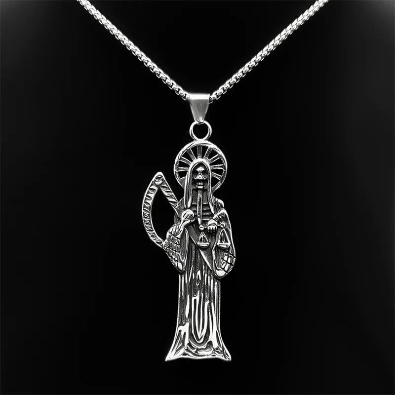 Jewelry Death Santa Muerte Grim Reaper Pendant Charms Necklace Size ONE SIZE - 3 Thumbnail
