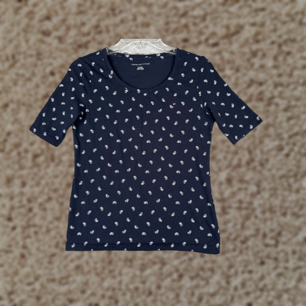 Tommy Hilfiger VINTAGE Tommy Hilfiger Shirt Women XS Blue Round Neck Short Sleeve Cotton Blend Polka Dot Basic 90s Casual Womens XS Blue Theme Outdoor Sports Size XS / US 0-2 / IT 36-38 - 1 Thumbnail