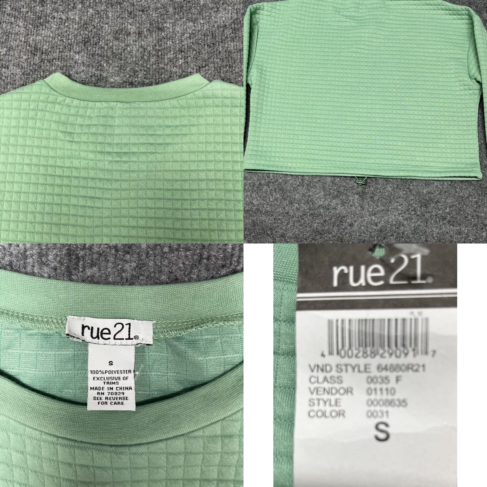 Vintage VINTAGE Rue21 Cropped Sweatshirt Womens S Green Long Sleeve Bungee Toggle Quilted New Size S / US 4 / IT 40 - 8 Thumbnail