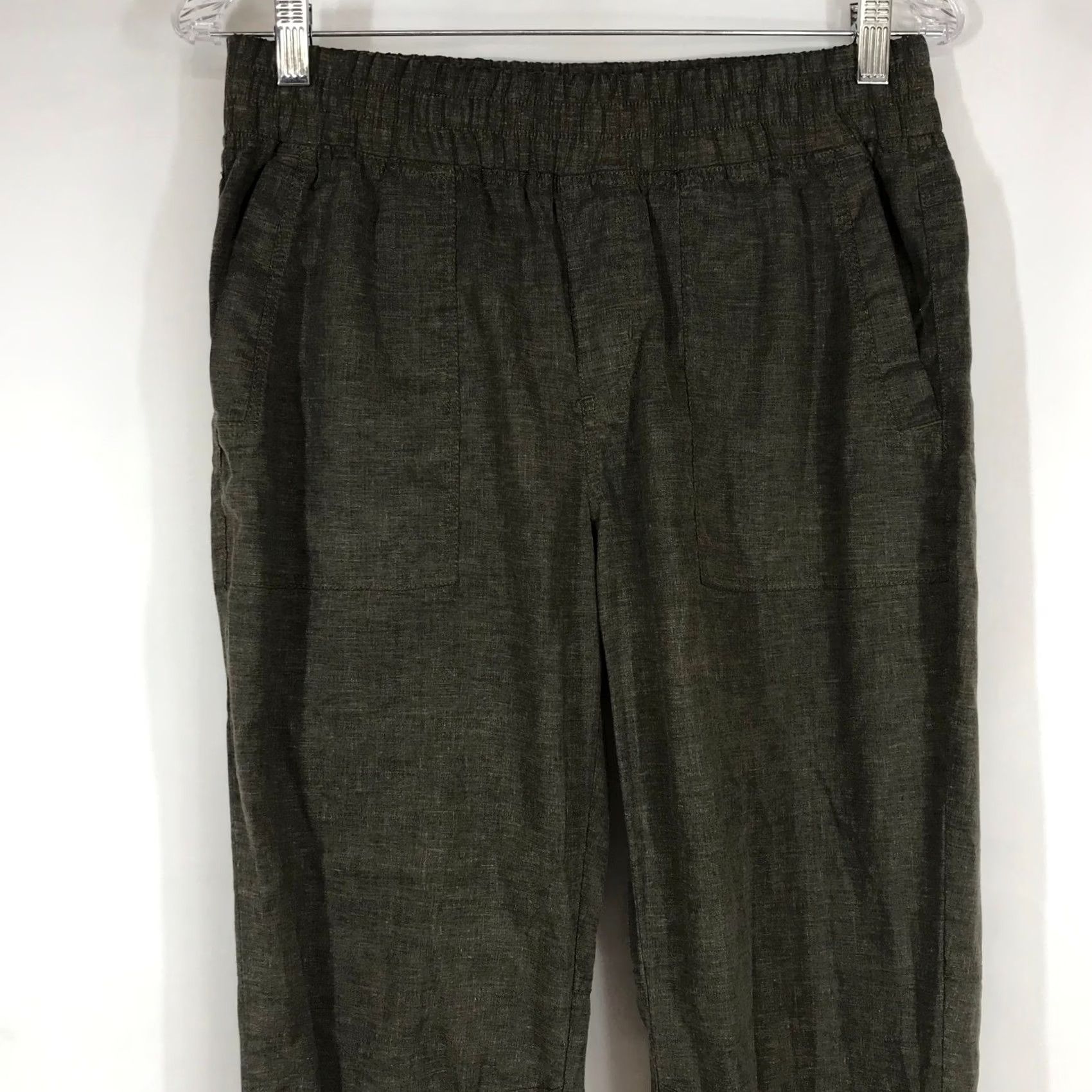 Prana prAna Mantra Jogger Pants Hemp Blend Elastic Waist Olive Green Womens Small Size 28" / US 6 / IT 42 - 2 Thumbnail