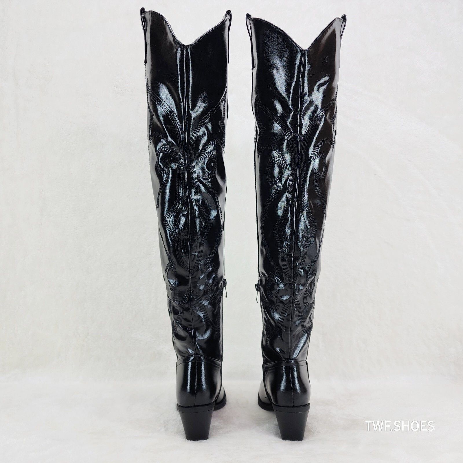 Other Country Disco Cowboy Metallic Black Western Cowgirl OTK Thig Size US 9 / IT 39 - 3 Thumbnail