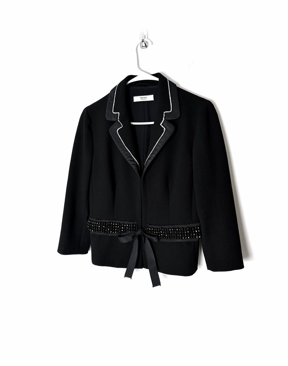 Prada Prada Black Jewel Embellished Cropped Wool Jacket Size M / US 6-8 / IT 42-44 - 3 Thumbnail