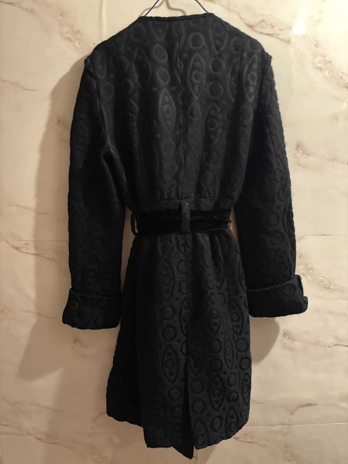 Dolce & Gabbana D&G Jacquard Belted Wool Coat Size L / US 10 / IT 46 - 2 Thumbnail