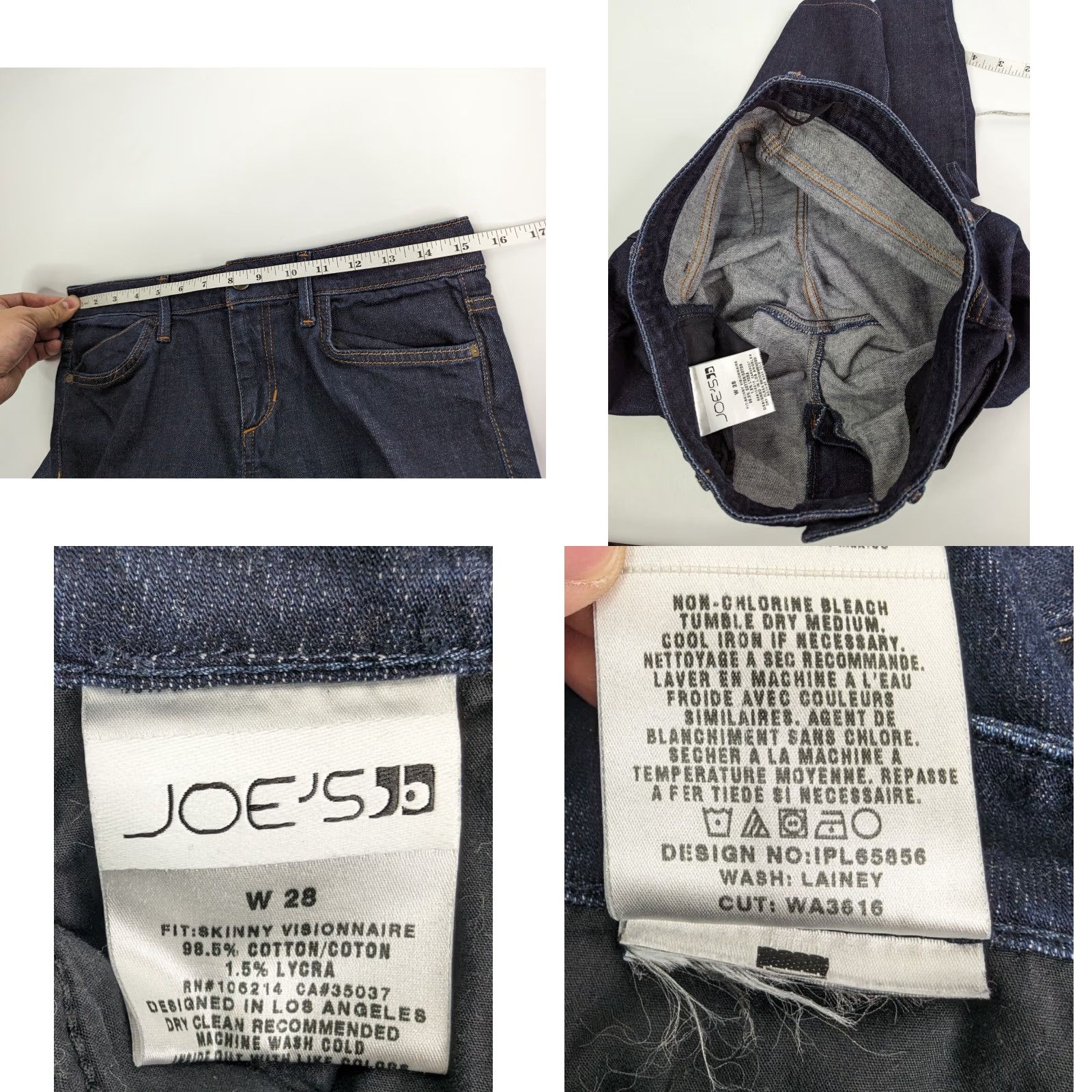 Vintage Joes Jeans Womens 28 Skinny Visionnaire Denim Pants Ladies Dark Wash Stretch Jeans Size 28" / US 6 / IT 42 - 8 Thumbnail