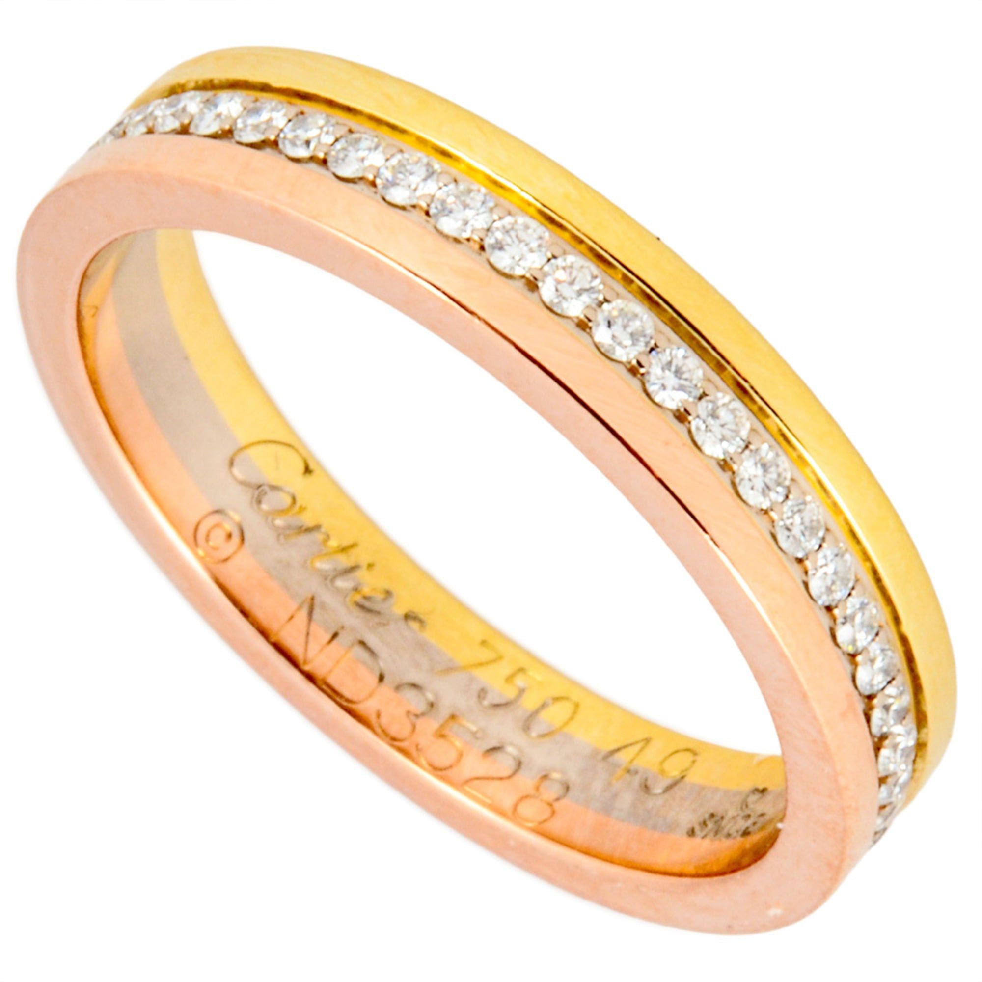 Cartier Vendôme Three-Tone Ring Diamond #49 18K 3.8g