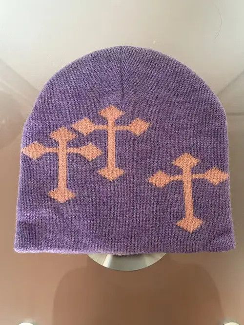 You As Gothic Cross Beanie (purple lavender) Size ONE SIZE - 1 Thumbnail
