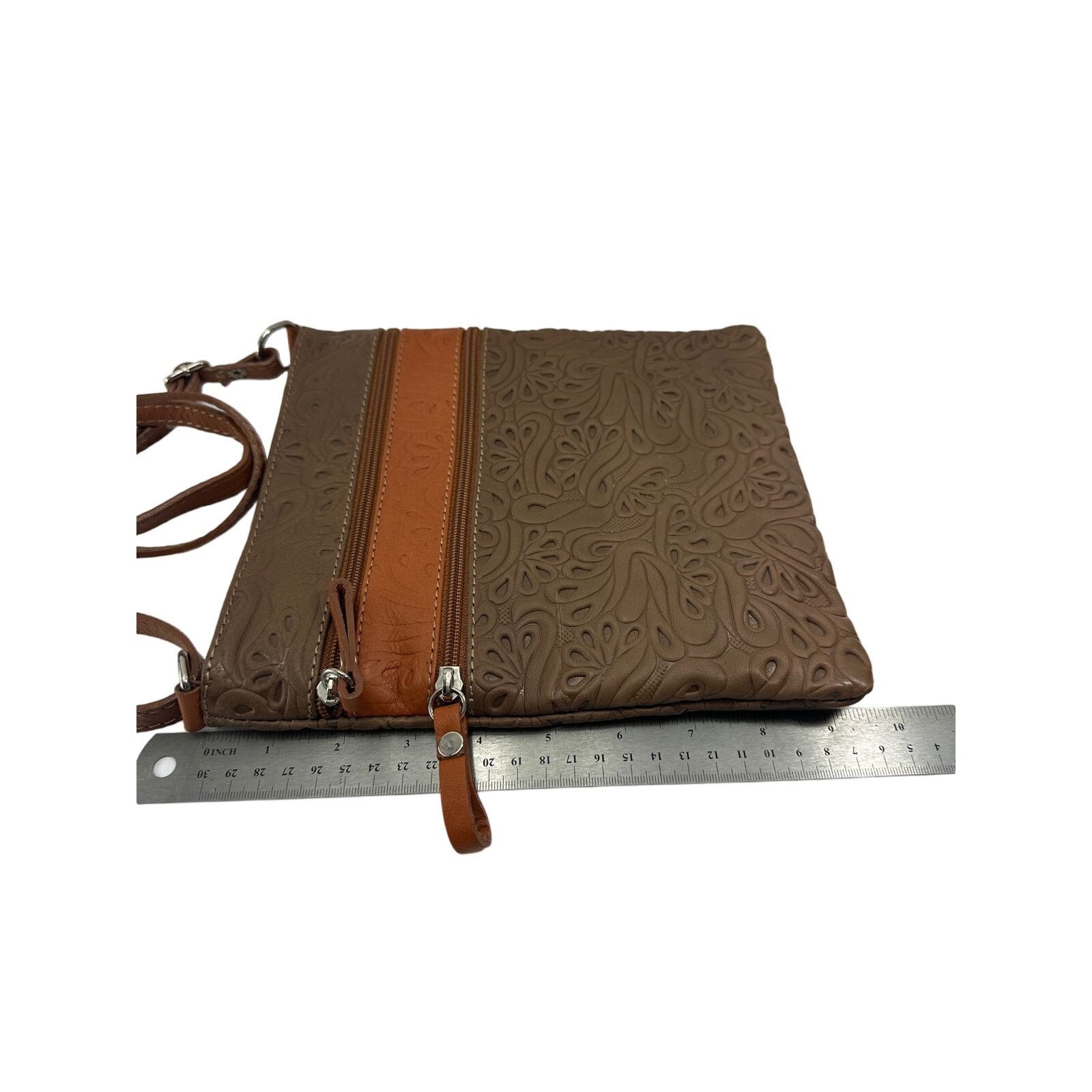 Branded Leather Made in Italy Genuine Leather Crossbody Purse w/ 5 Pockets Size ONE SIZE - 3 Thumbnail