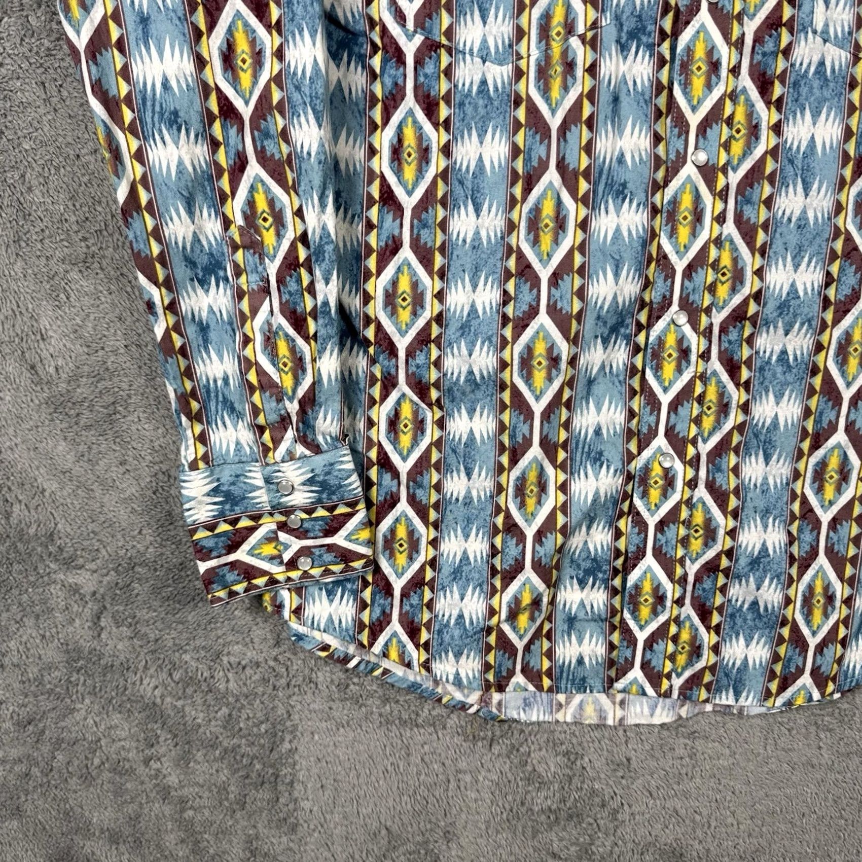 Wrangler VINTAGE Wrangler Brushpopper Shirt Men M Aztec Cowboy Western Pearl Snap 90s USA Size US M / EU 48-50 / 2 - 2 Thumbnail