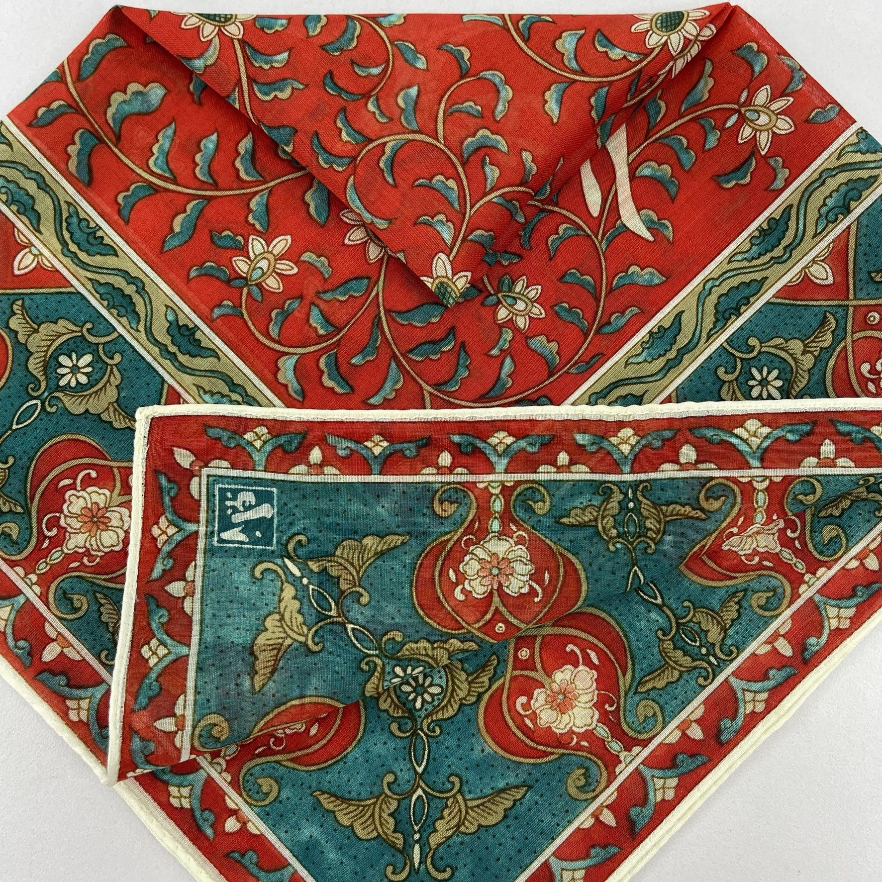 Japanese Brand Vintage Japanese Floral Design Handkerchief - 5023 Size ONE SIZE - 6 Thumbnail