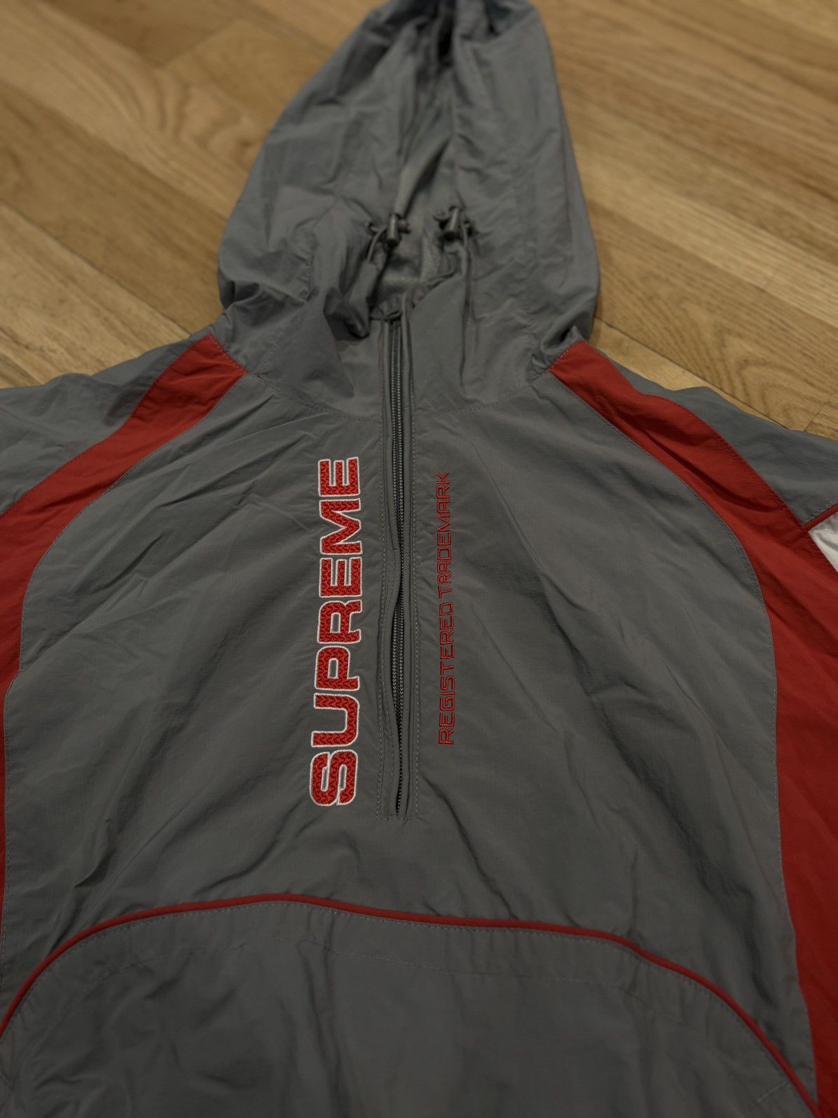 Supreme Supreme Gray/Red Panel Quarter Zip Size Large Size US L / EU 52-54 / 3 - 2 Thumbnail