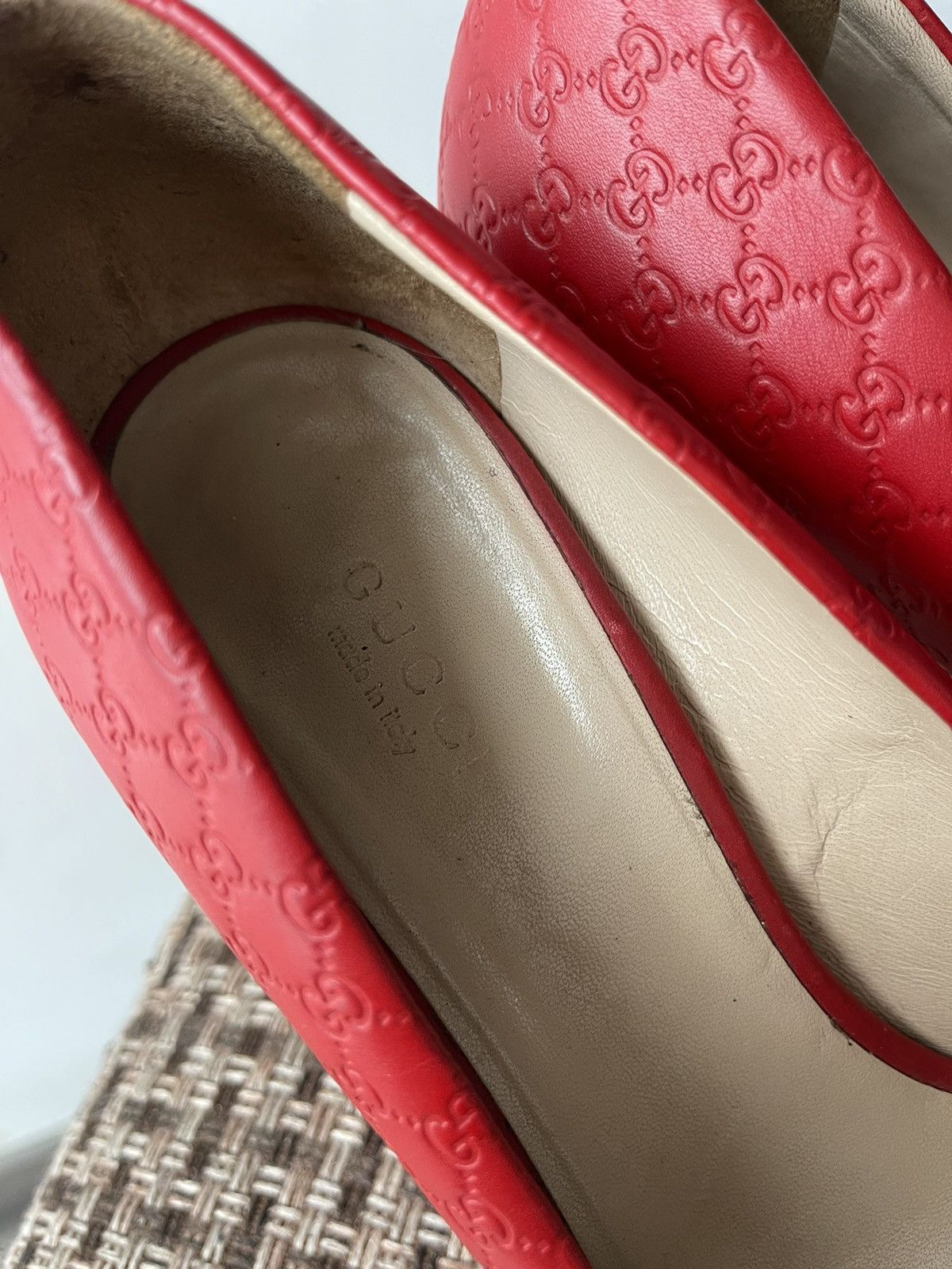 Gucci Authentic GUCCI Red Guccissima Leather Heels Pumps Size 37.5 Size US 7.5 / IT 37.5 - 7 Thumbnail