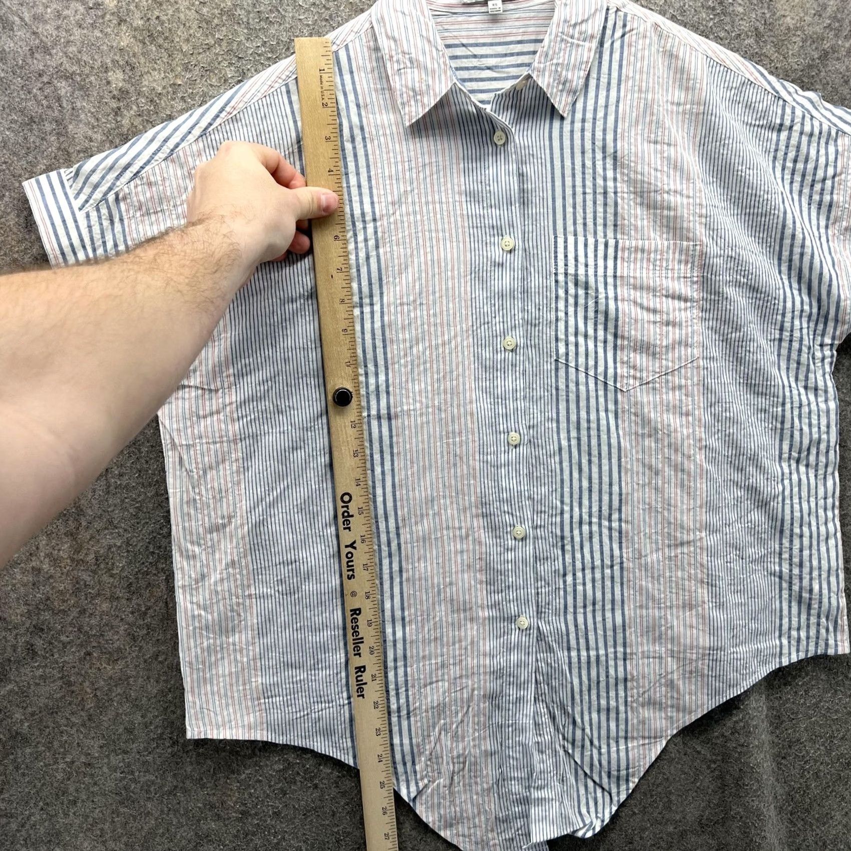 Madewell VINTAGE Madewell Shirt Womens XS White Blue Red Striped Short Sleeve Button Front Hemp Size XS / US 0-2 / IT 36-38 - 6 Thumbnail