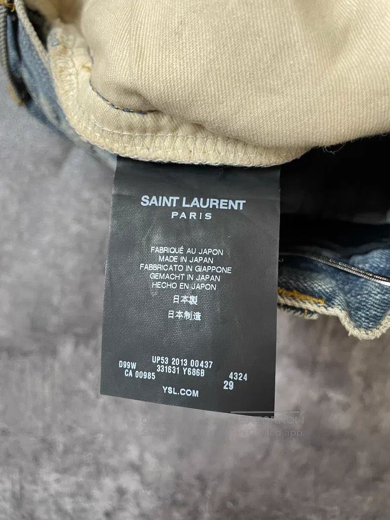 Saint Laurent Paris Saint Laurent Paris Blue Washed Destroyed Chain Link Denim Size US 29 - 7 Thumbnail
