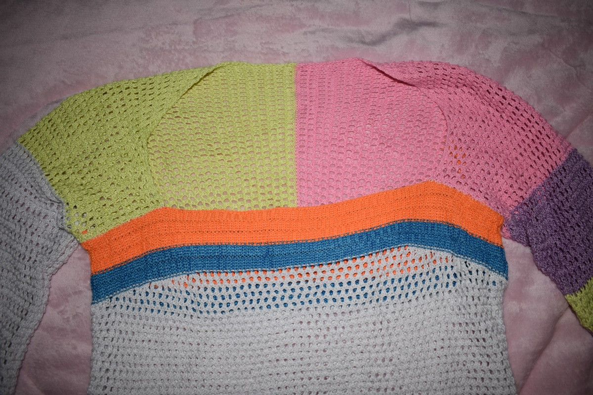 Other Viral Neon Rainbow Crocheted Bell Sleeve Crop Top Womens Size S / US 4 / IT 40 - 4 Thumbnail