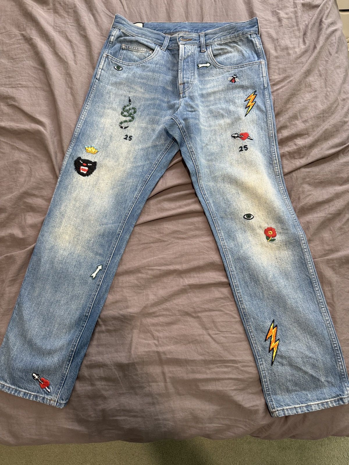 GUCCI Symbol Denim Jeans Men's Lot 53