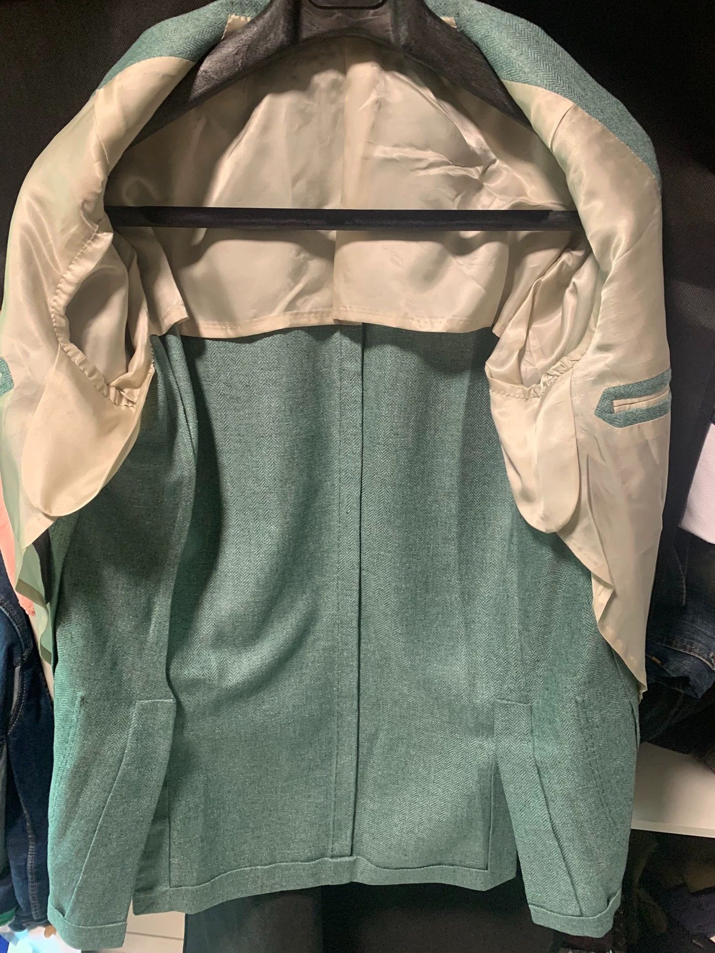 Ring Jacket Ring light green silk blazer 48 Size 48R - 7 Thumbnail