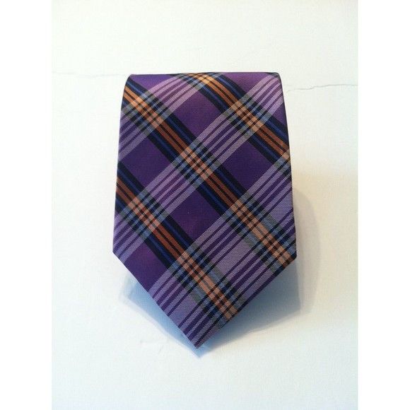 Other GEOFFREY BEENE MENS NEW PURPLE 100%SILK PLAID TIE WIDTH: 4" Size ONE SIZE - 2 Thumbnail