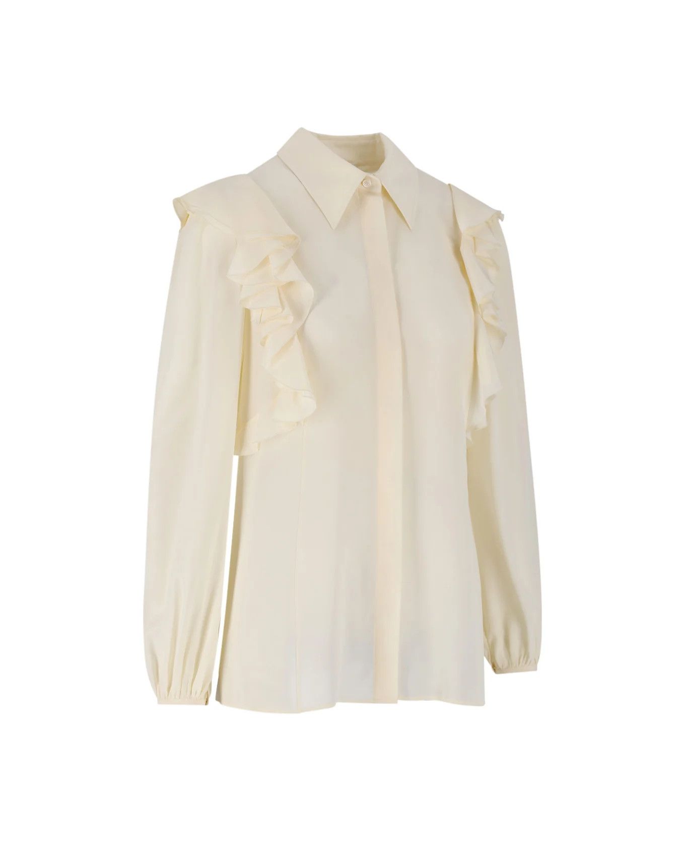 Chloe o1loc1c0625 Ruffled Shirt in Coconut Milk Size S / US 4 / IT 40 - 2 Thumbnail