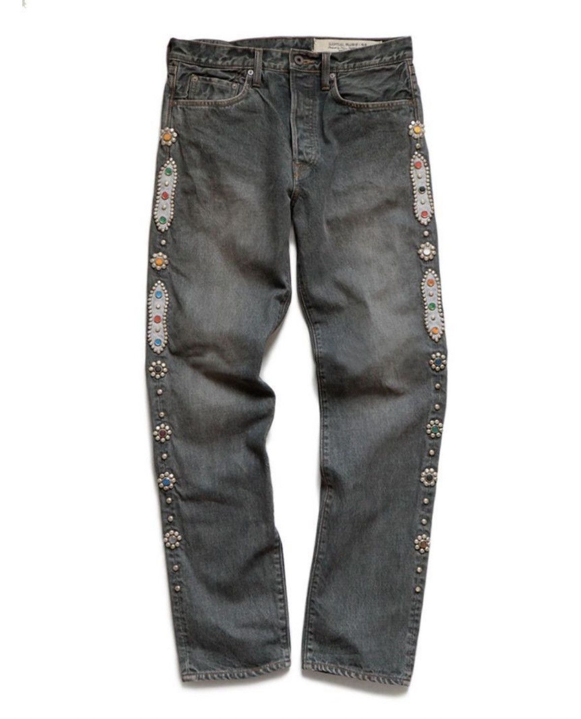image of Kapital x Kapital Kountry 14Oz Studs Remake Jeans in Grey, Men's (Size 28)
