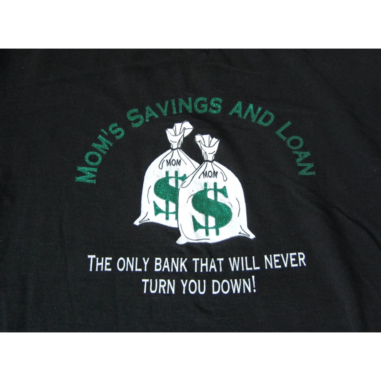 Vintage VINTAGE Mom Shirt Adult Medium Black Bank of Mom Money Bags Casual Tee Mens Shirt M Black 80s Classic School Mens Size US M / EU 48-50 / 2 - 2 Thumbnail