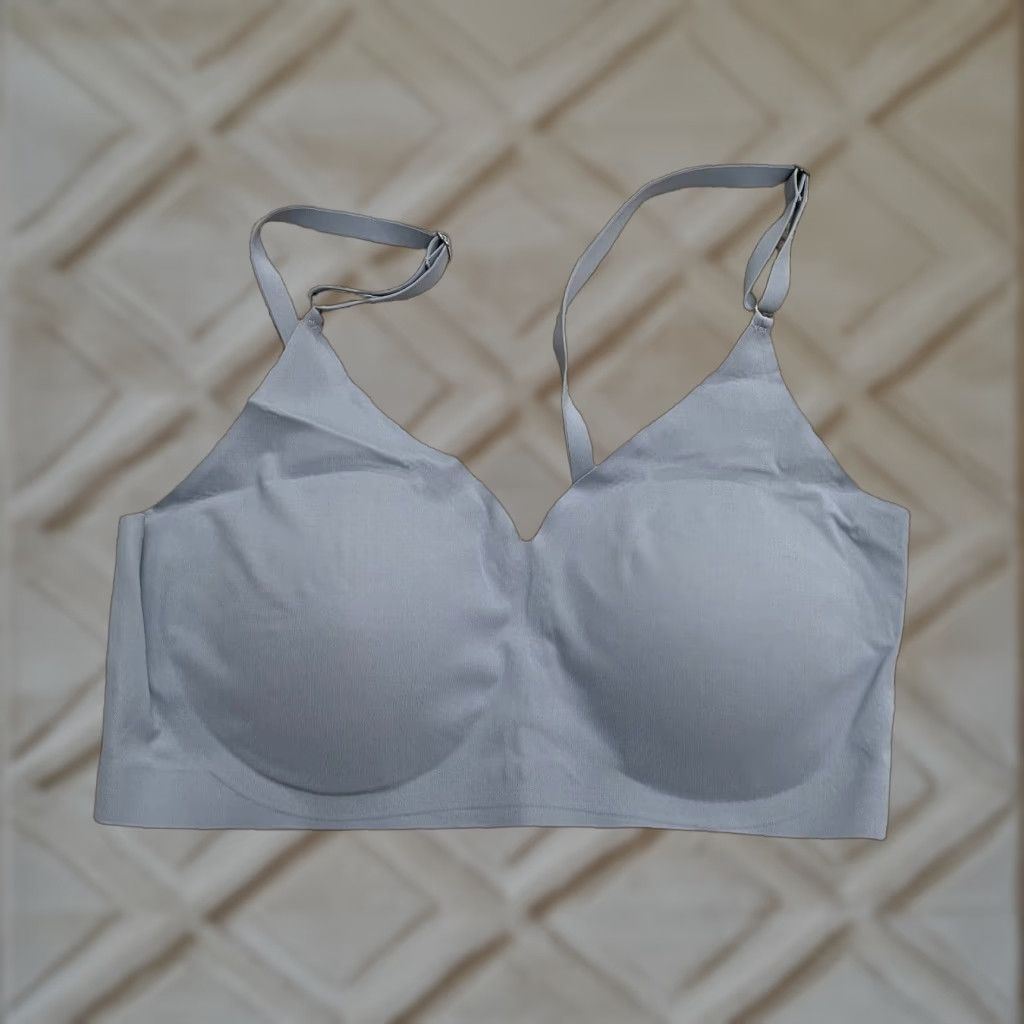 Vintage Unbranded Wireless Comfort Bra Womens Small Blue Gray Padded Smooth Stretch Bralette Shirt Womens SS Blue 90s? Size ONE SIZE - 1 Thumbnail