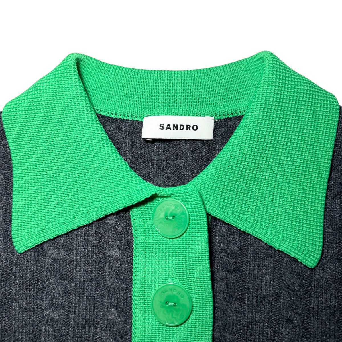 Sandro Sandro Reno Contrast Collar Sweater in Dark Grey Size XS / US 0-2 / IT 36-38 - 3 Thumbnail