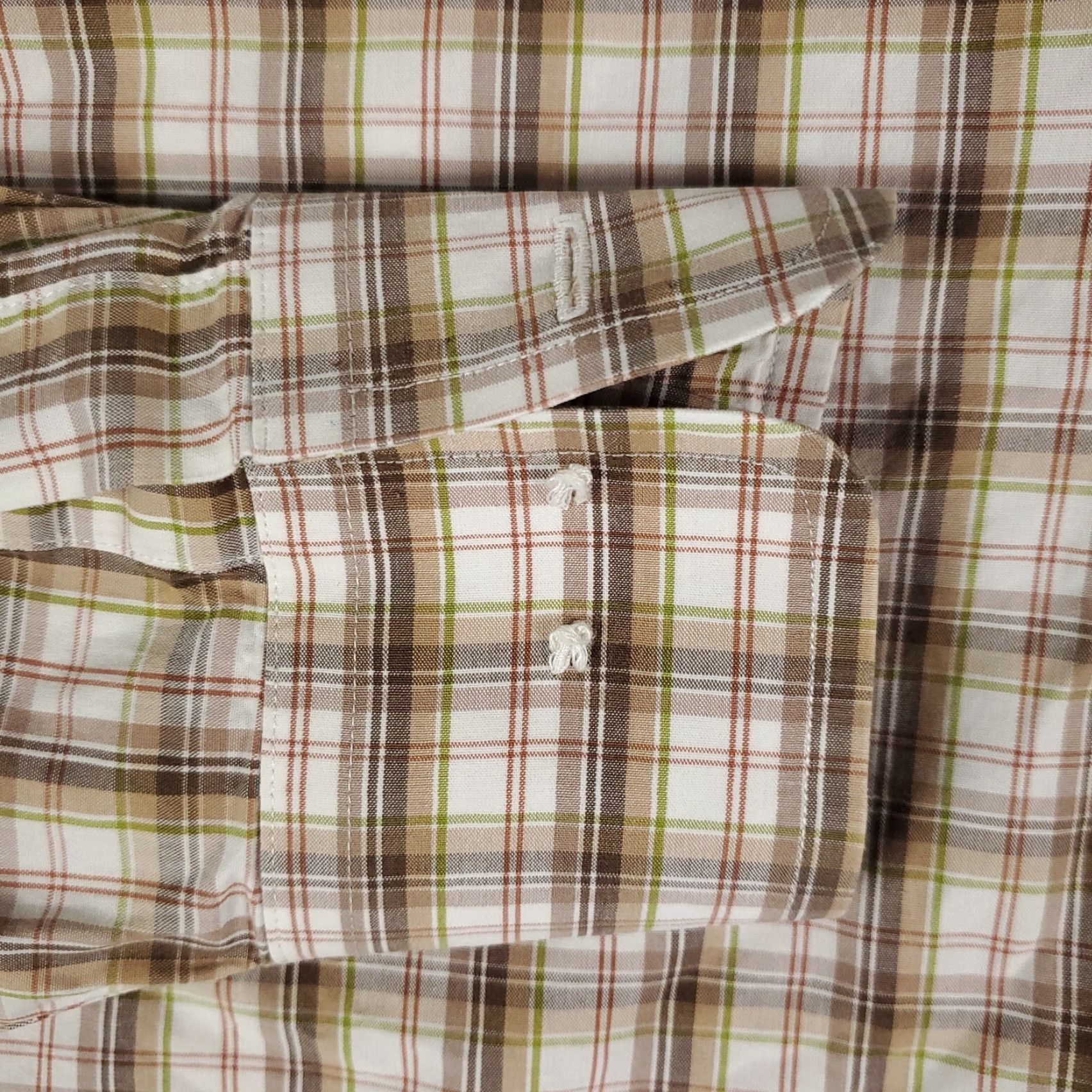 Tommy Hilfiger Tommy Hilfiger Plaid Shirt Beige Long Sleeve Casual Button-Up Mens Large Size US L / EU 52-54 / 3 - 3 Thumbnail